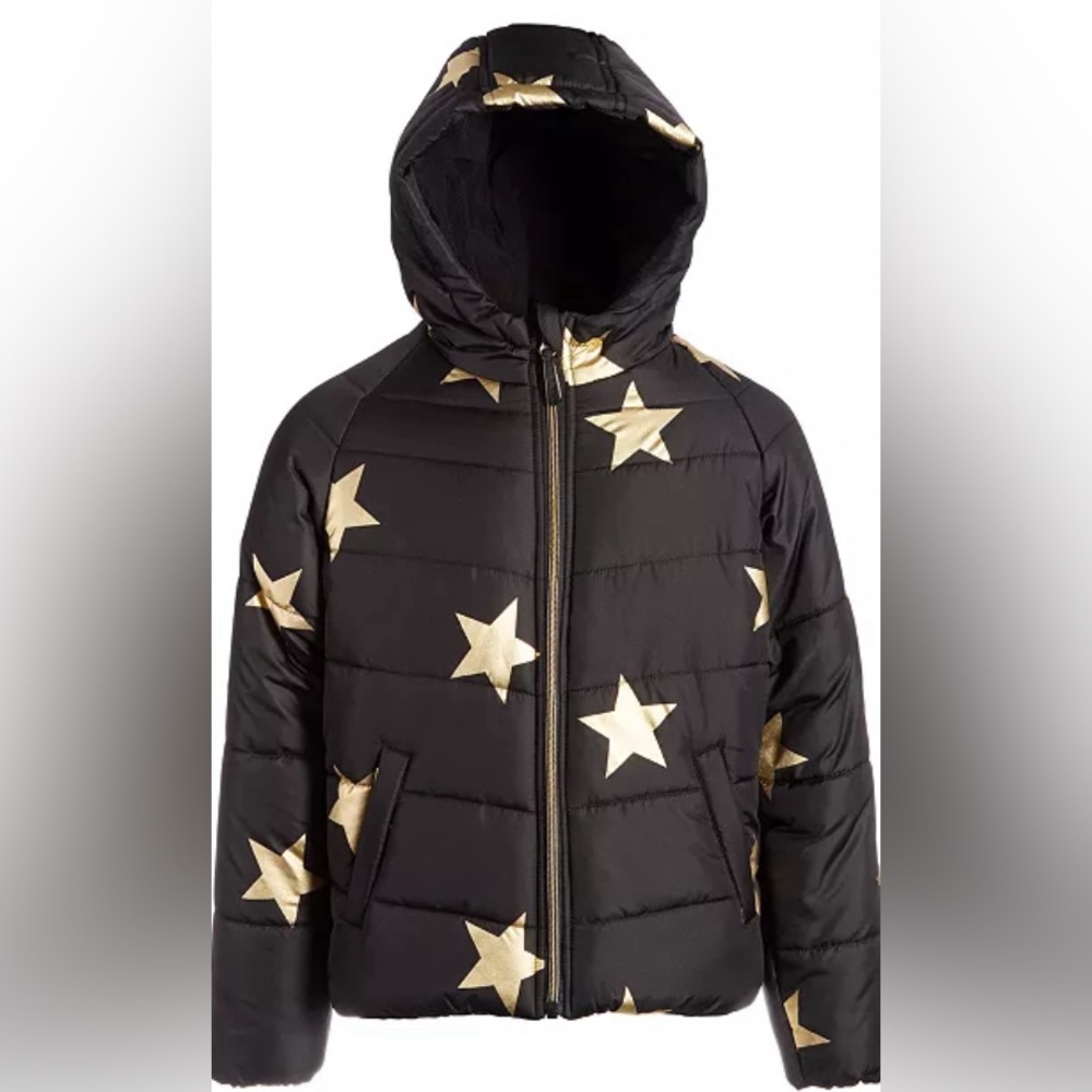 S. Rothschild gold star black puffer coat size XL 16 NWT